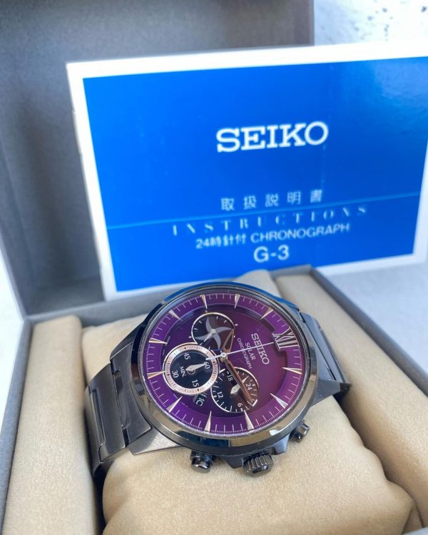 Seiko Solar Purple Dial Chronograph