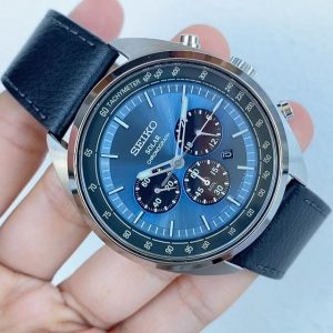 Seiko Panda Solar Blue Chronograph