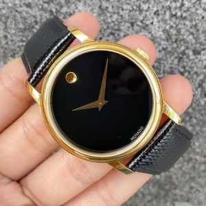 Movado Two Hands Black Gold