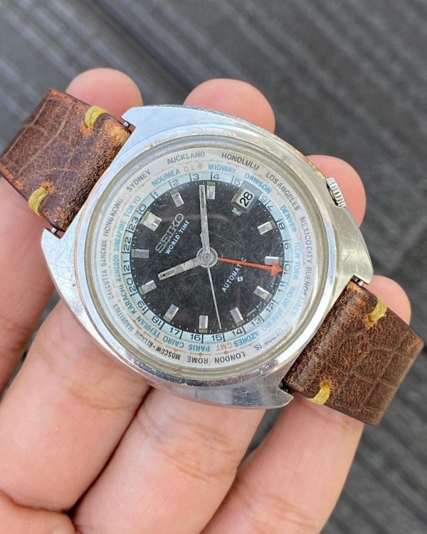 Jam Original Vintage Seiko World Timer GMT