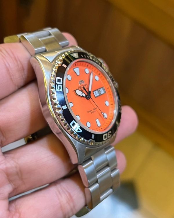 Jual Jam Vintage Orient Sport Orange Ray II left