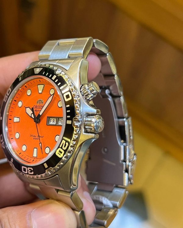 Jual Jam Vintage Orient Sport Orange Ray II right