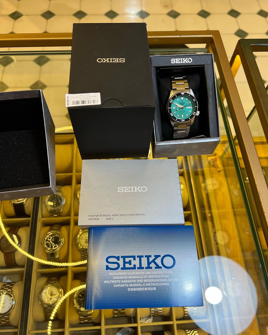 Jual Jam Vintage Seiko 5KX Lblue tiffany Case box